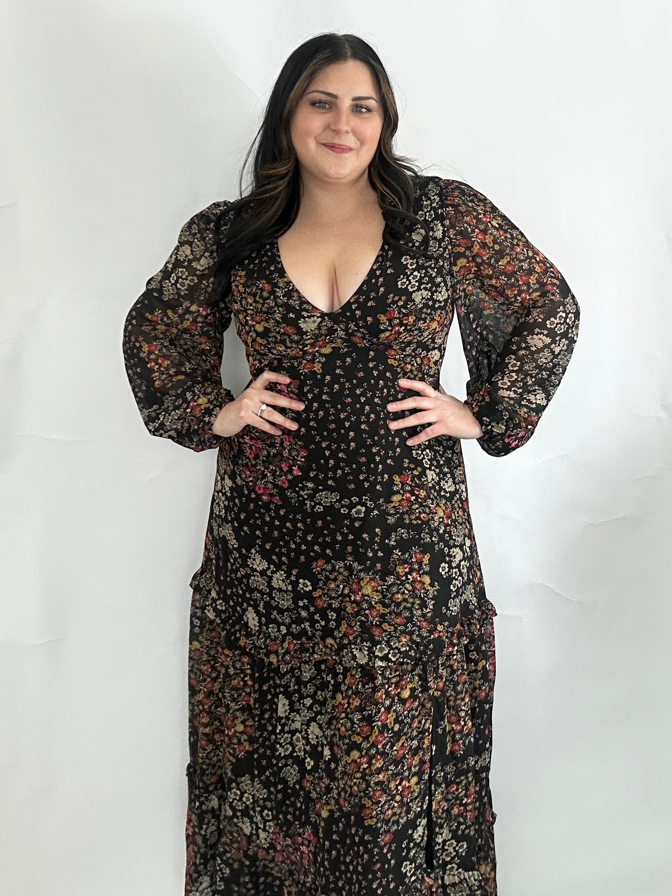 Dark Floral Maxi Dress | Ivy&Grove