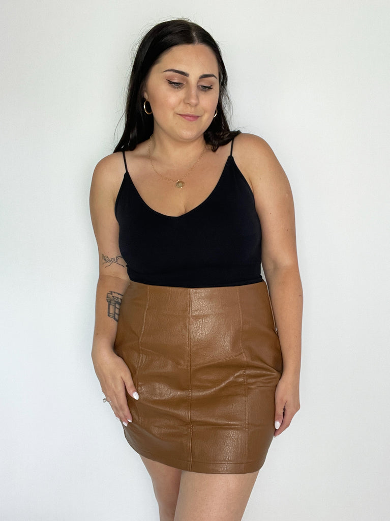 Faux Mini Leather Skirt