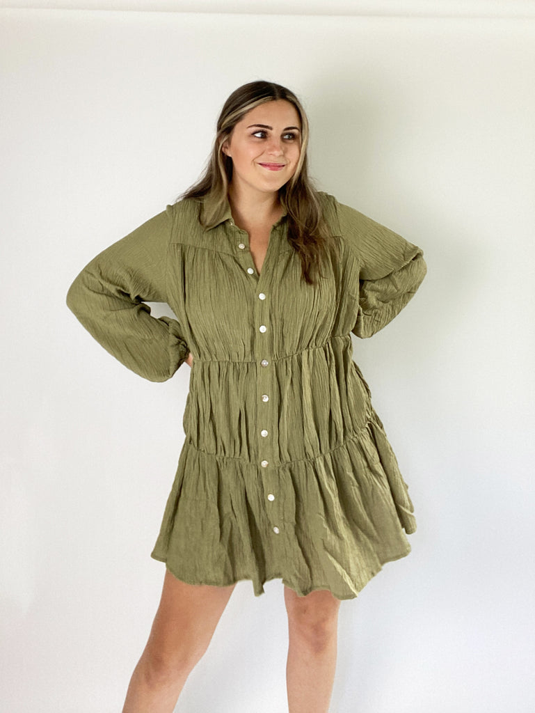 Tiered Button Down Dress